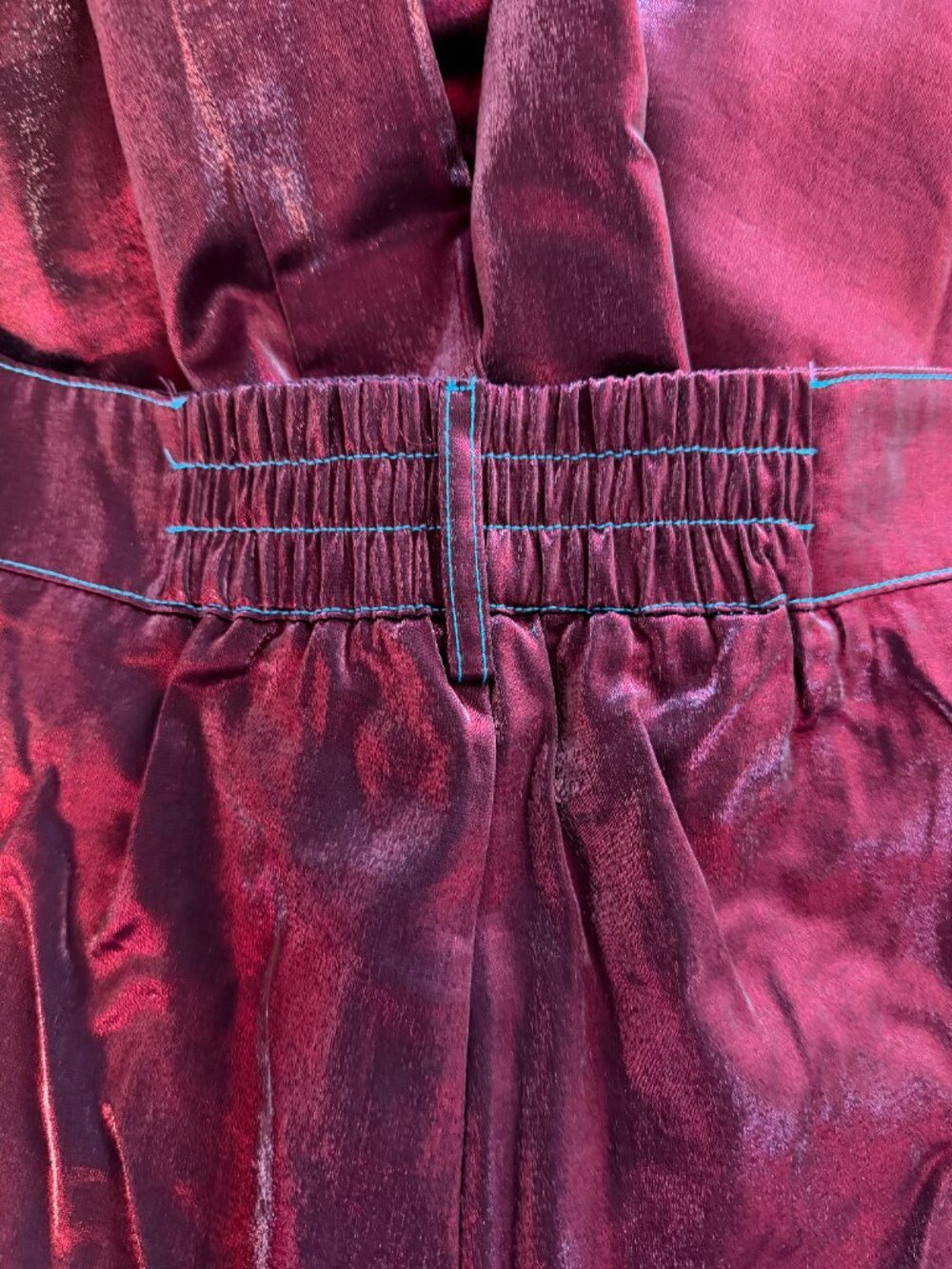NWT AKIRA Metallic Burgundy/Turquoise Extra Wide Leg Palazzo Pants - XL - Picture 10 of 13